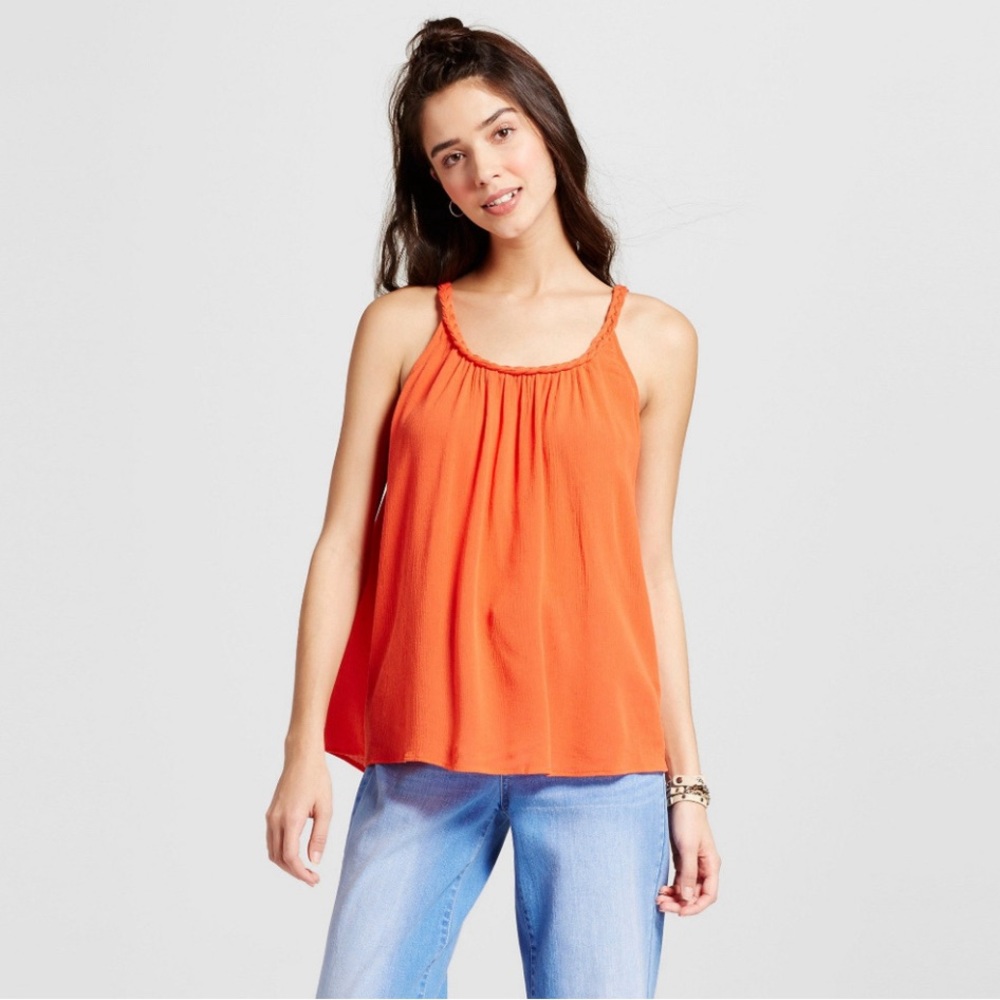 NEW! Mossimo Woven Braided Cami Tank Top, Orange